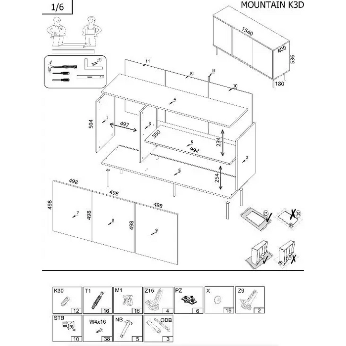 Cama 3D MOUNTAIN chest of drawers 154x40x72 black + gold - Chests of drawers made of furniture