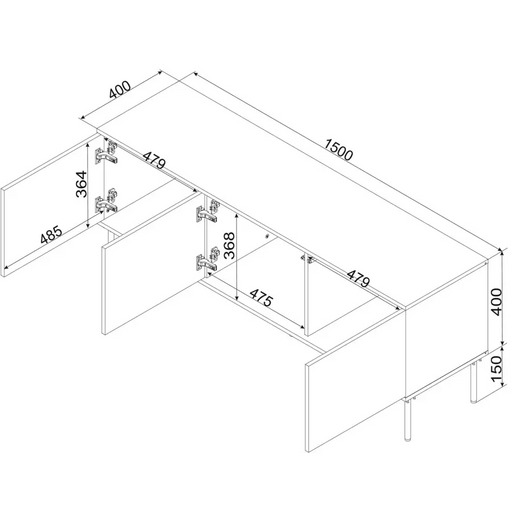 Cama 3D RTV cabinet TRESSE 150x40x55 cashmere matt - TV cabinets made of furniture boardSTV-ZPM<<<TV
