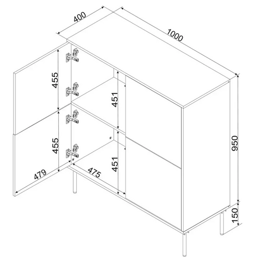 Cama 4D chest of drawers TRESSE 100x40x110 matte green - Chests of drawers made of furniture