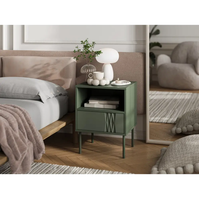 Cama Bedside table 2 pcs. TRESSE 44x40x53 matte green - Bedside tables made of furniture boardSZN-PME<<<Bedside