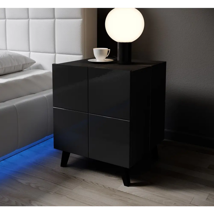 Cama bedside table REJA black gloss/black gloss - Bedside tables made of furniture boardSZN-PME<<<Bedside