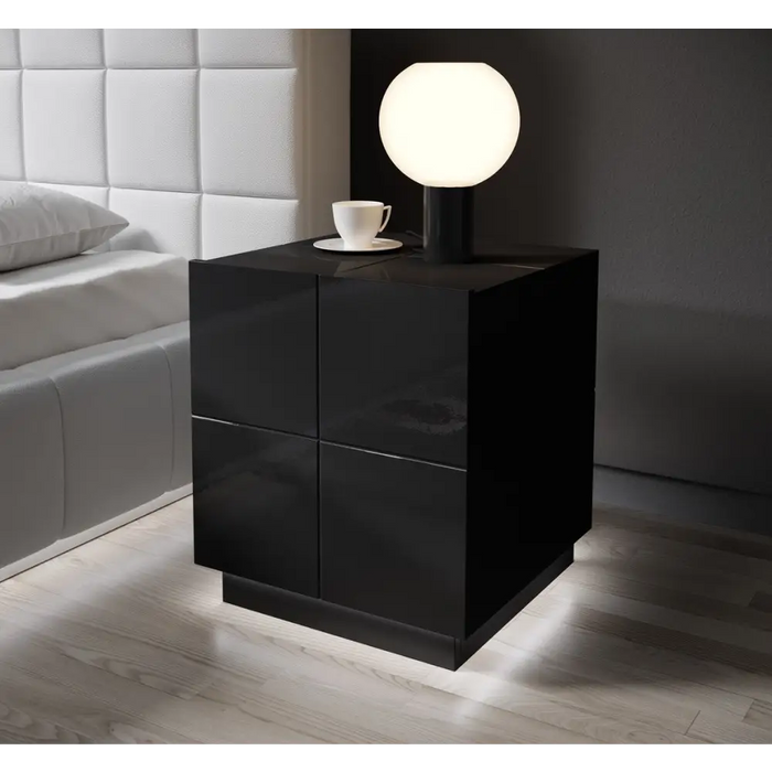 Cama bedside table REJA black gloss/black gloss - Bedside tables made of furniture boardSZN-PME<<<Bedside