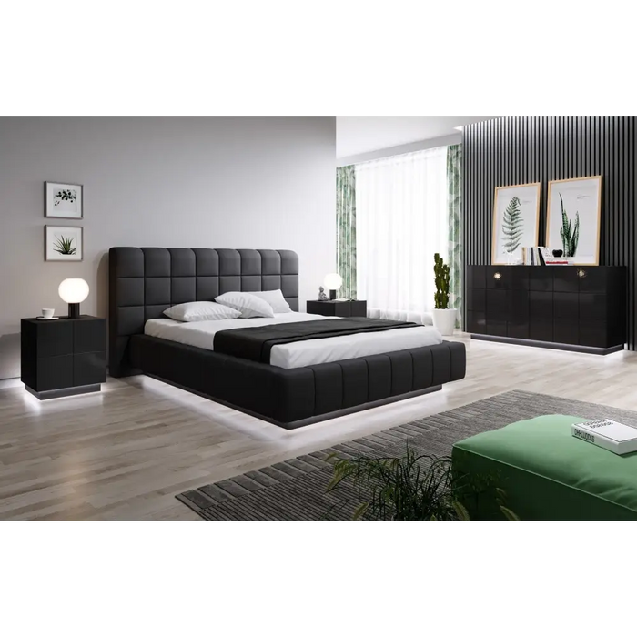 Cama bedside table REJA black gloss/black gloss - Bedside tables made of furniture boardSZN-PME<<<Bedside