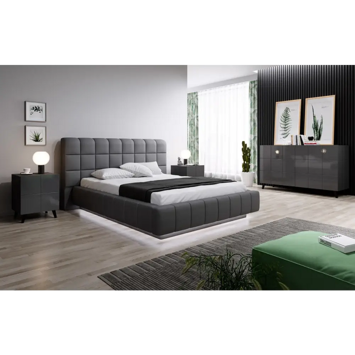 Cama bedside table REJA graphite grey gloss/graphite grey gloss - Bedside tables made of furniture