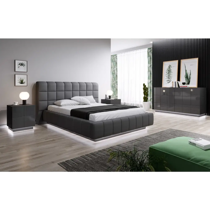 Cama bedside table REJA graphite grey gloss/graphite grey gloss - Bedside tables made of furniture