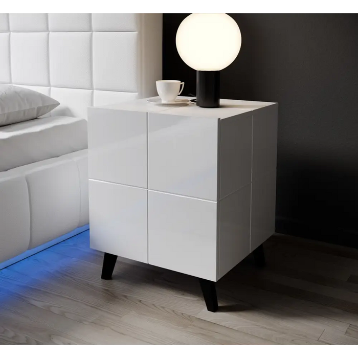 Cama bedside table REJA white gloss/white gloss - Bedside tables made of furniture boardSZN-PME<<<Bedside