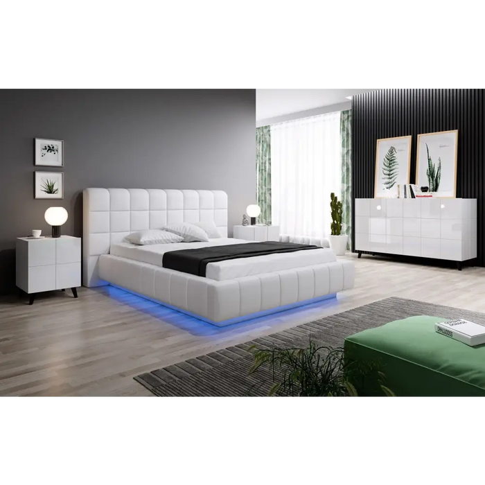 Cama bedside table REJA white gloss/white gloss - Bedside tables made of furniture boardSZN-PME<<<Bedside