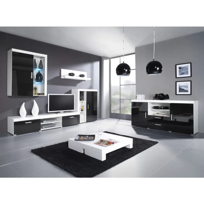 Cama bookcase SAMBA white/black gloss - Wooden shelvesRGA-DRE<<<ShelvesRGA<<<ActionPL