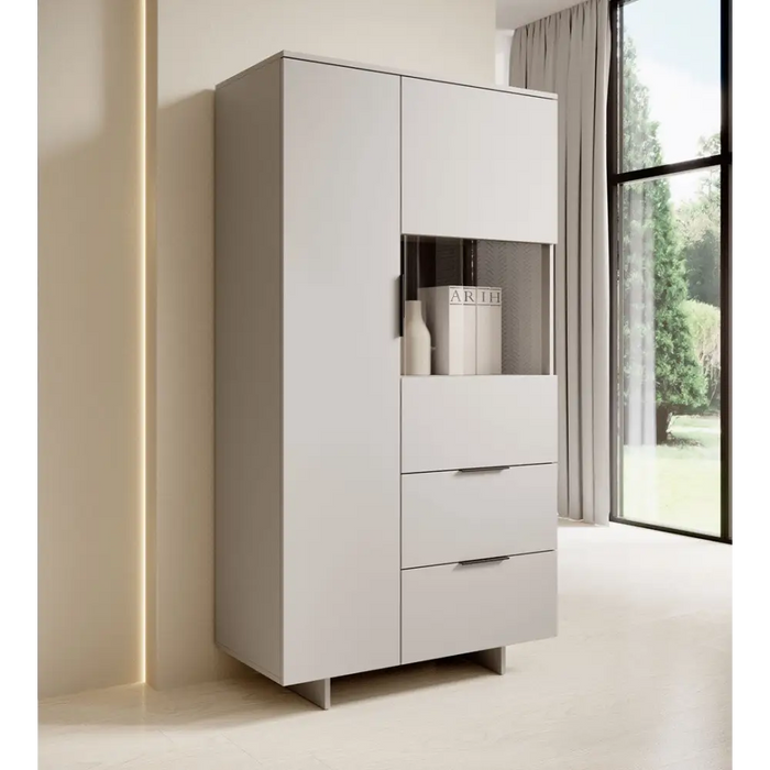 Cama Cabinet ALMA 90x41.5xH170 cashmere - Buffets and display cabinets on a wooden baseBIW-PDR<<<Buffets and shop