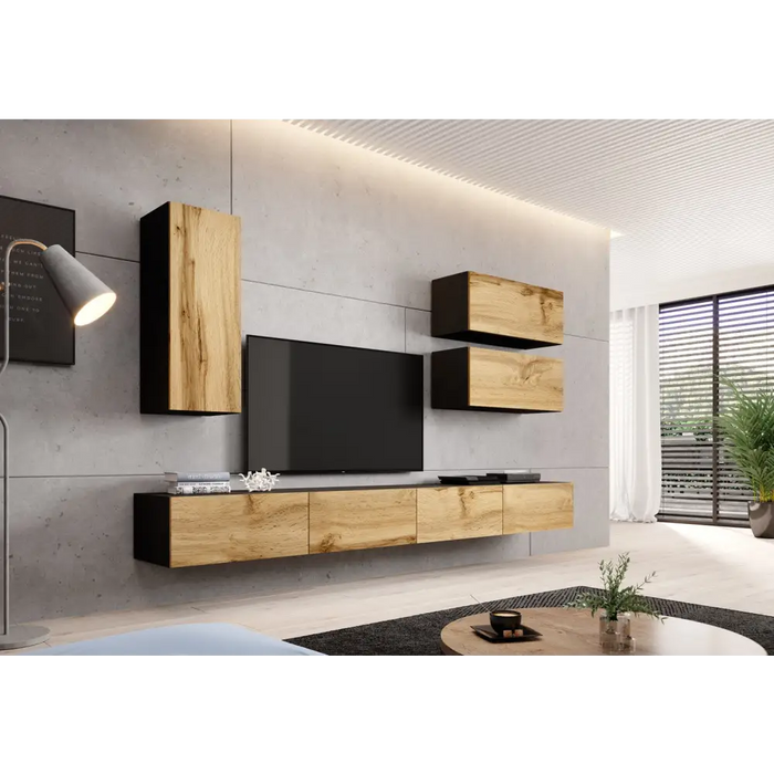 Cama cabinet VIGO ’90’’ full 90/35/32 black/wotan oak - Wooden shelvesRGA-DRE<<<ShelvesRGA<<<ActionPL
