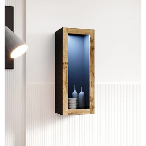 Cama cabinet VIGO ’90’’ glass 90/35/32 black/wotan oak - Buffets and display cabinets on a wooden baseBIW-PDR<<<Buffets