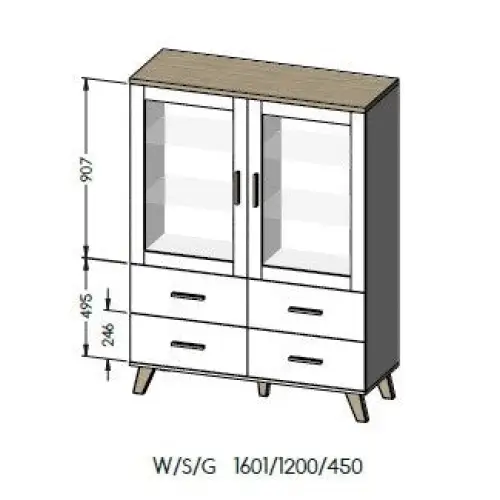 Cama display cabinet LOTTA 2D4D white + sonoma oak - Buffets and display cabinets on a wooden baseBIW-PDR<<<Buffets