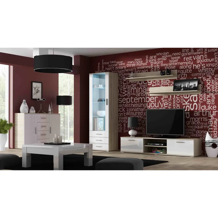 Cama display cabinet SOHO S1 sonoma oak/white gloss - Buffets and display cabinets on a wooden baseBIW-PDR<<<Buffets