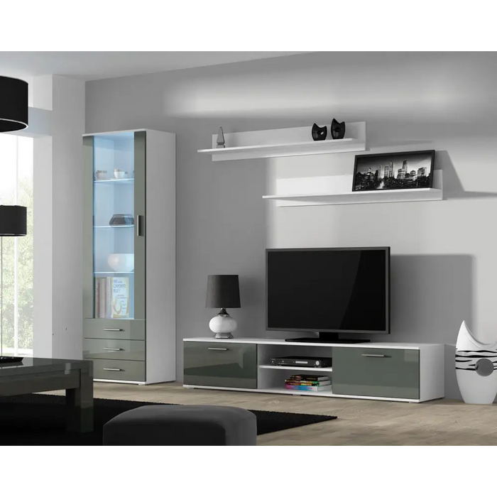 Cama display cabinet SOHO S1 white/grey gloss - Buffets and display cabinets on a wooden baseBIW-PDR<<<Buffets and shop