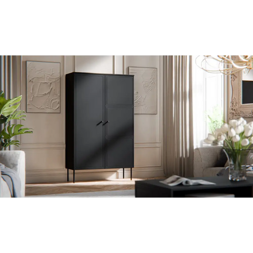 Cama Display case PALAZZO BIS 100x39x166 matte black - Wooden shelvesRGA-DRE<<<ShelvesRGA<<<ActionPL