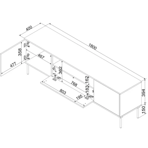 Cama EF TRESSE RTV cabinet 180x40x54.5 cashmere matt - TV cabinets made of furniture boardSTV-ZPM<<<TV