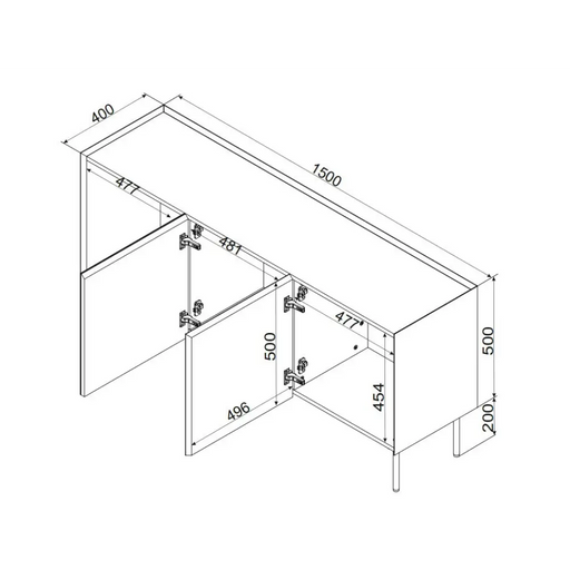 Cama FELLINI chest of drawers 150x40x70 cashmere + oiled oak top - Chests of drawers made of furniture