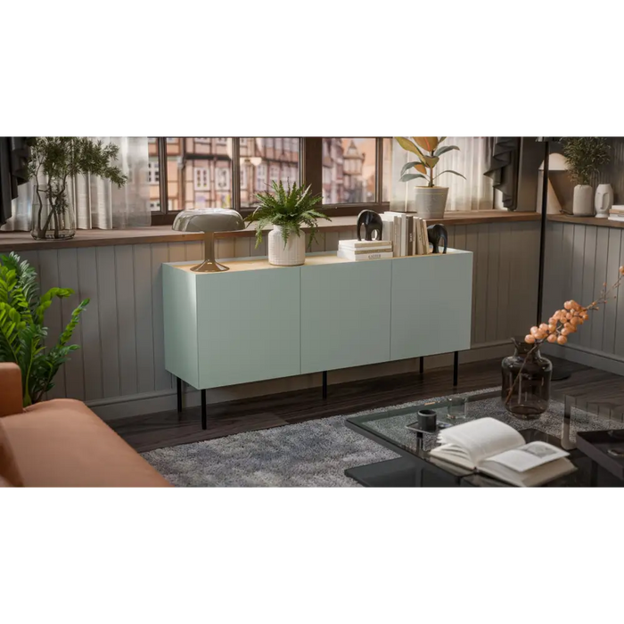 Cama FELLINI chest of drawers 150x40x70 olive + oiled oak top - Chests of drawers made of furniture