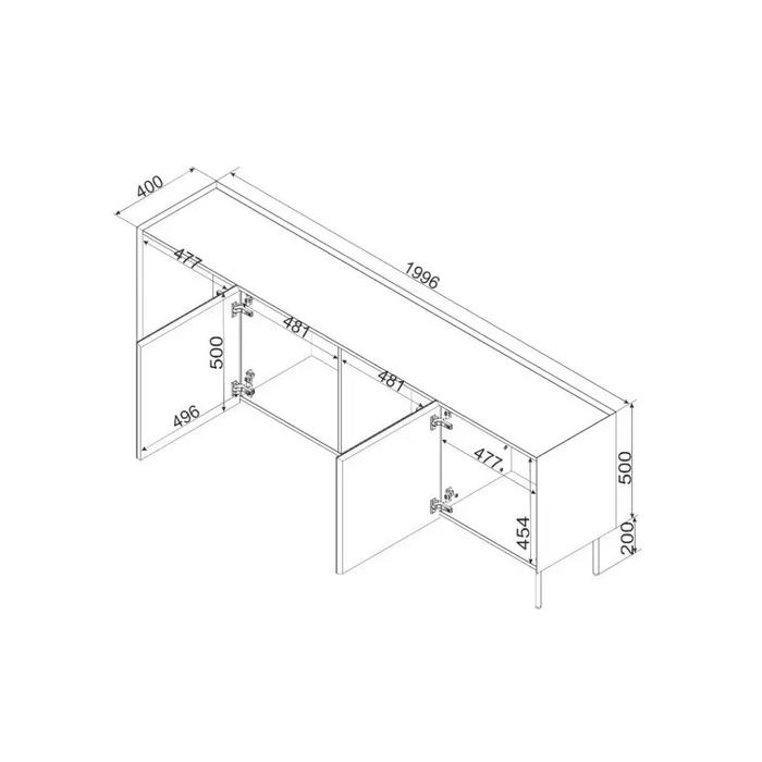 Cama FELLINI chest of drawers 200x40x70 cashmere + oiled oak top - Chests of drawers made of furniture