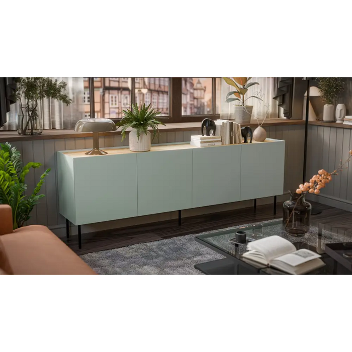 Cama FELLINI chest of drawers 200x40x70 olive + oiled oak top - Chests of drawers made of furniture