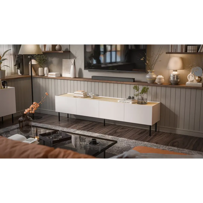 Cama FELLINI TV cabinet 200x40x52 cashmere + oiled oak top - TV cabinets made of furniture boardSTV-ZPM<<<TV