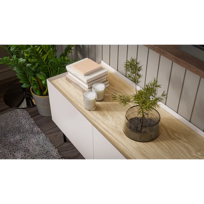 Cama FELLINI TV cabinet 200x40x52 cashmere + oiled oak top - TV cabinets made of furniture boardSTV-ZPM<<<TV