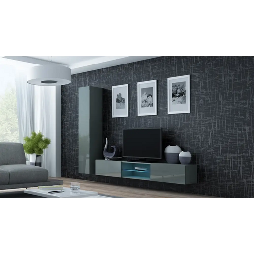 Cama Full cabinet VIGO ’180’ 180/40/30 grey/grey gloss - Wooden shelvesRGA-DRE<<<ShelvesRGA<<<ActionPL