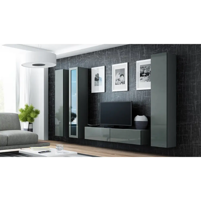 Cama Full cabinet VIGO ’180’ 180/40/30 grey/grey gloss - Wooden shelvesRGA-DRE<<<ShelvesRGA<<<ActionPL