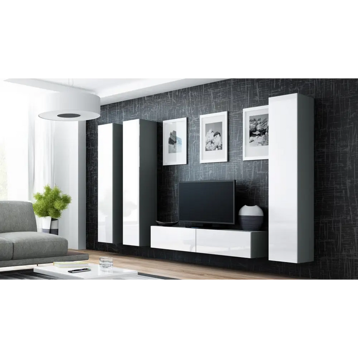 Cama Full cabinet VIGO ’180’ 180/40/30 grey/white gloss - Wooden shelvesRGA-DRE<<<ShelvesRGA<<<ActionPL