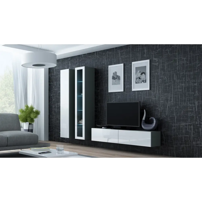 Cama Full cabinet VIGO ’180’ 180/40/30 grey/white gloss - Wooden shelvesRGA-DRE<<<ShelvesRGA<<<ActionPL