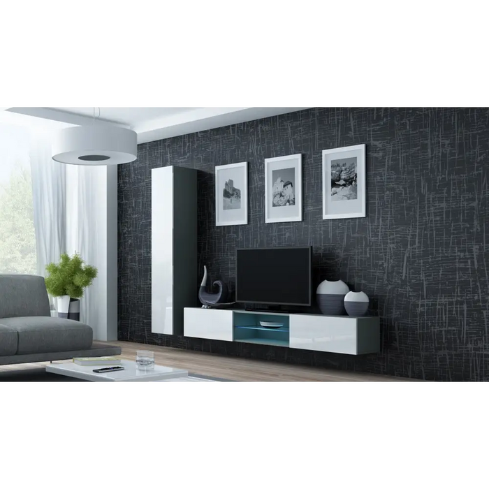 Cama Full cabinet VIGO ’180’ 180/40/30 grey/white gloss - Wooden shelvesRGA-DRE<<<ShelvesRGA<<<ActionPL