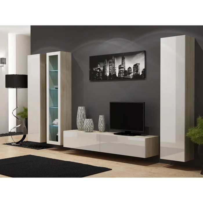 Cama Full cabinet VIGO ’180’ 180/40/30 sonoma/white gloss - Wooden shelvesRGA-DRE<<<ShelvesRGA<<<ActionPL