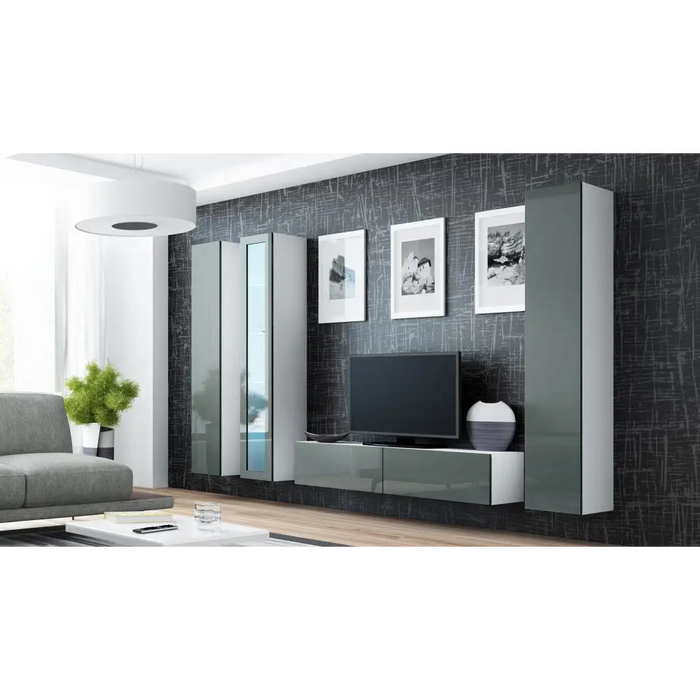 Cama Full cabinet VIGO ’180’ 180/40/30 white/grey gloss - Wooden shelvesRGA-DRE<<<ShelvesRGA<<<ActionPL
