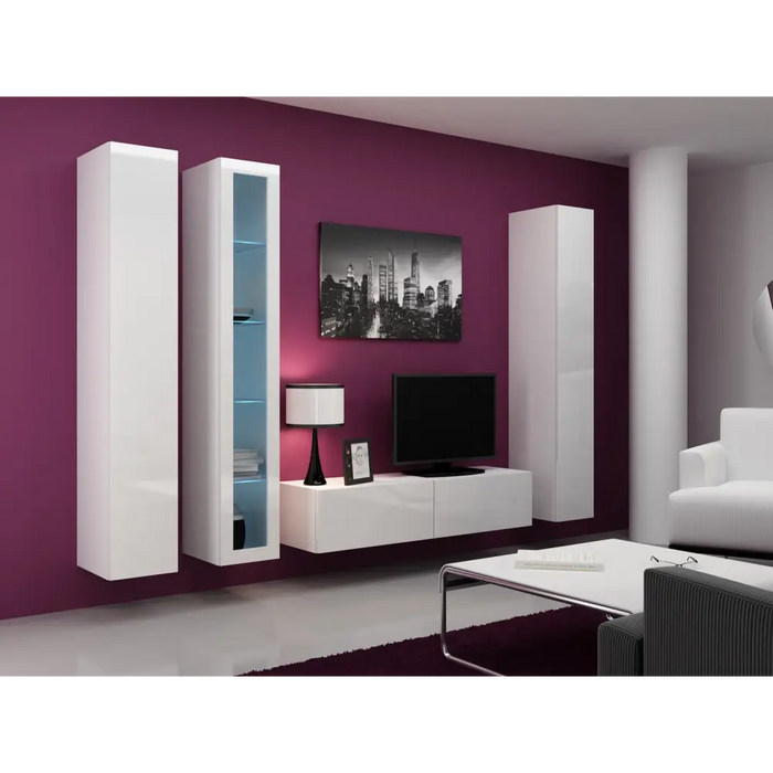 Cama Full cabinet VIGO ’180’ 180/40/30 white/white gloss - Wooden shelvesRGA-DRE<<<ShelvesRGA<<<ActionPL