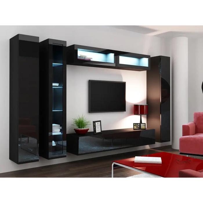 Cama Glass-case VIGO ’180’ 180/40/30 black/black gloss - Buffets and display cabinets on a wooden baseBIW-PDR<<<Buffets