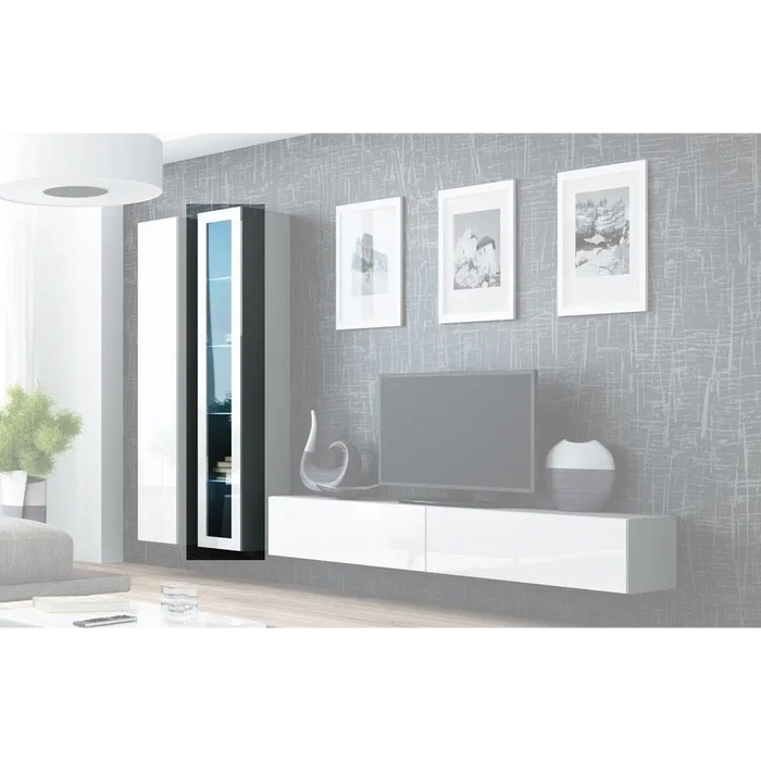 Cama Glass-case VIGO ’180’ 180/40/30 grey/white gloss - Buffets and display cabinets on a wooden baseBIW-PDR<<<Buffets