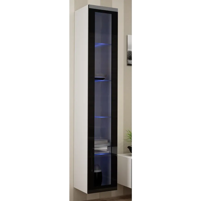 Cama Glass-case VIGO ’180’ 180/40/30 white/black gloss - Buffets and display cabinets on a wooden baseBIW-PDR<<<Buffets