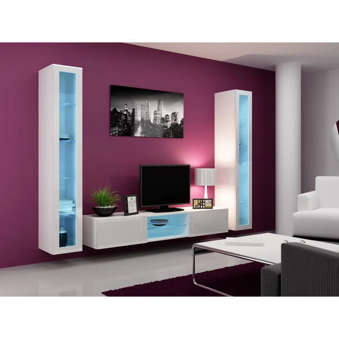 Cama Glass-case VIGO ’180’ 180/40/30 white/white gloss - Buffets and display cabinets on a wooden baseBIW-PDR<<<Buffets