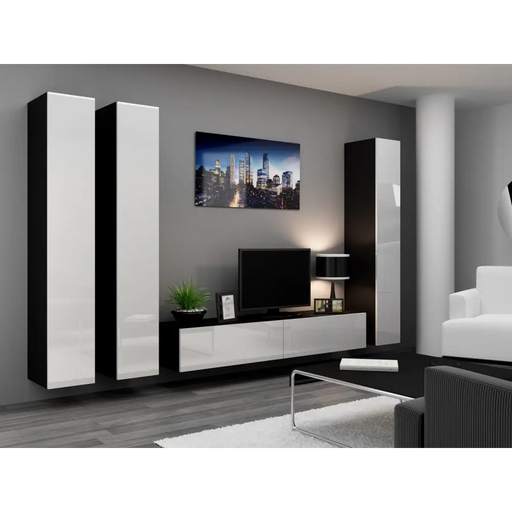 Cama Living room cabinet set VIGO 1 black/white gloss - Modern wall unitsMES-NOW<<<Wall UnitsMES<<<ActionPL