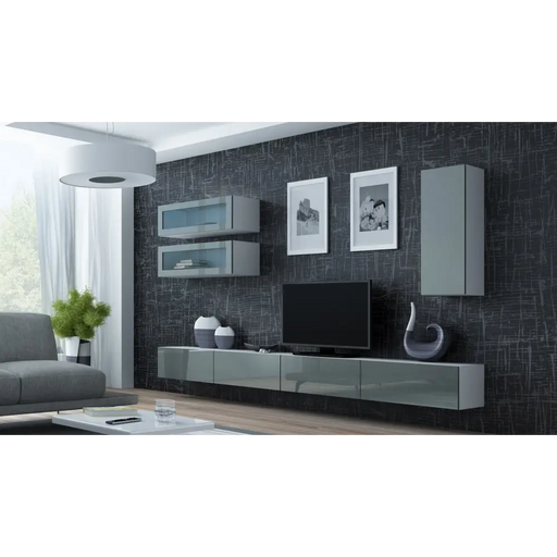 Cama Living room cabinet set VIGO 11 white/grey gloss - Modern wall unitsMES-NOW<<<Wall UnitsMES<<<ActionPL