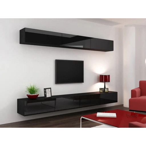 Cama Living room cabinet set VIGO 13 black/black gloss - Modern wall unitsMES-NOW<<<Wall UnitsMES<<<ActionPL