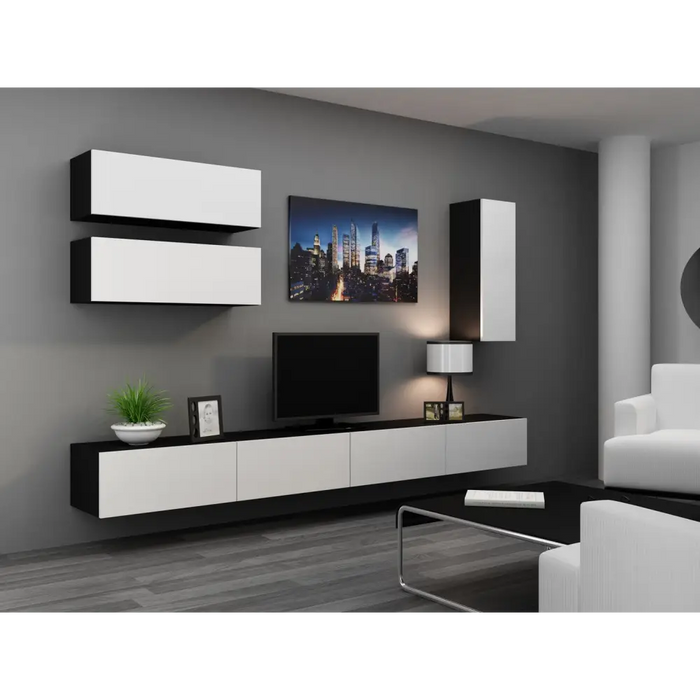 Cama Living room cabinet set VIGO 13 black/white gloss - Modern wall unitsMES-NOW<<<Wall UnitsMES<<<ActionPL