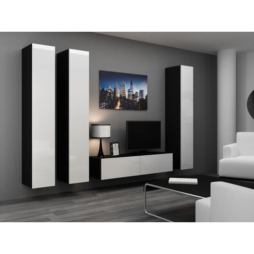 Cama Living room cabinet set VIGO 14 black/white gloss - Modern wall unitsMES-NOW<<<Wall UnitsMES<<<ActionPL