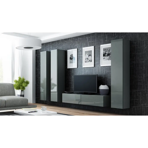 Cama Living room cabinet set VIGO 14 grey/grey gloss - Modern wall unitsMES-NOW<<<Wall UnitsMES<<<ActionPL