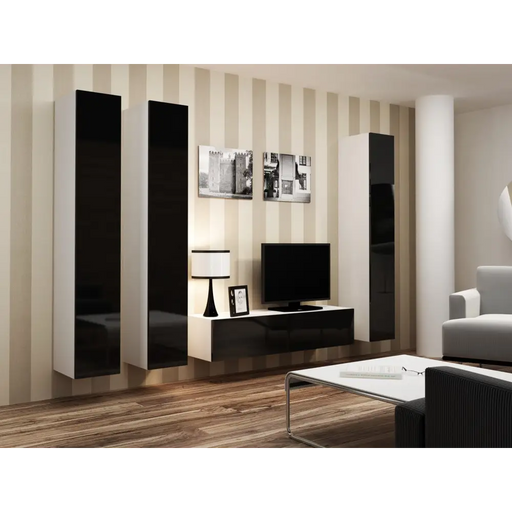 Cama Living room cabinet set VIGO 14 white/black gloss - Modern wall unitsMES-NOW<<<Wall UnitsMES<<<ActionPL