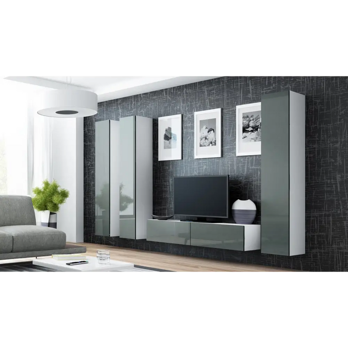 Cama Living room cabinet set VIGO 14 white/grey gloss - Modern wall unitsMES-NOW<<<Wall UnitsMES<<<ActionPL
