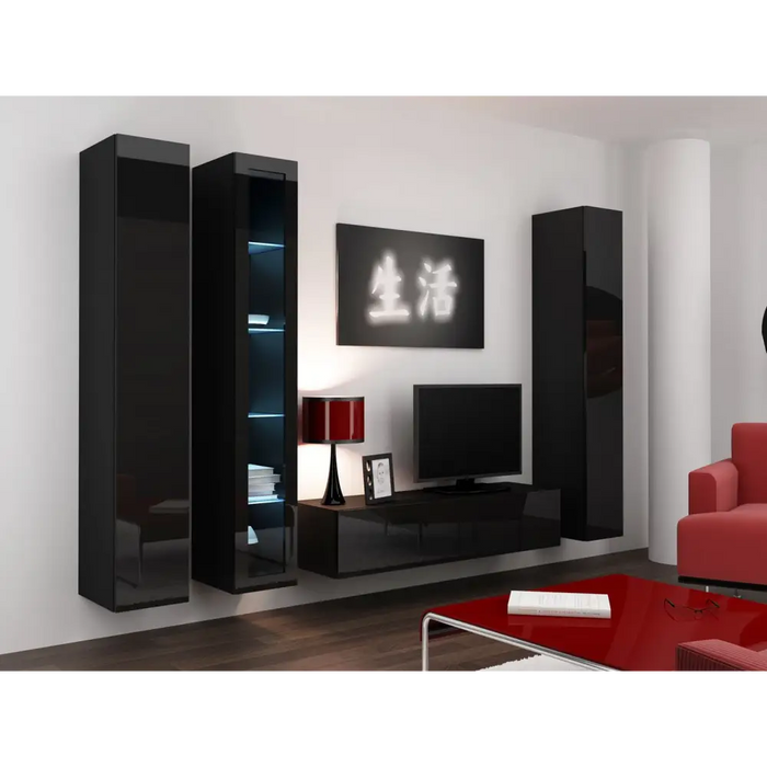 Cama Living room cabinet set VIGO 15 black/black gloss - Modern wall unitsMES-NOW<<<Wall UnitsMES<<<ActionPL