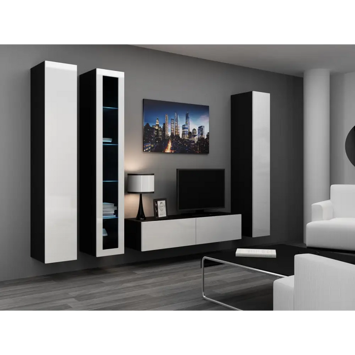 Cama Living room cabinet set VIGO 15 black/white gloss - Modern wall unitsMES-NOW<<<Wall UnitsMES<<<ActionPL
