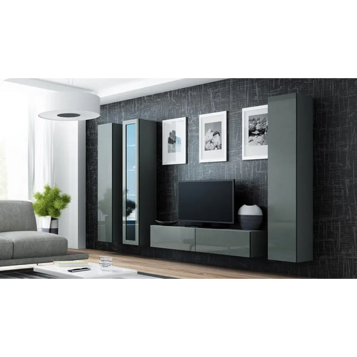 Cama Living room cabinet set VIGO 15 grey/grey gloss - Modern wall unitsMES-NOW<<<Wall UnitsMES<<<ActionPL