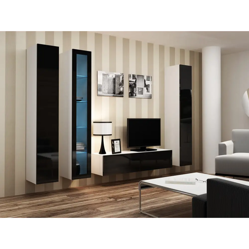 Cama Living room cabinet set VIGO 15 white/black gloss - Modern wall unitsMES-NOW<<<Wall UnitsMES<<<ActionPL